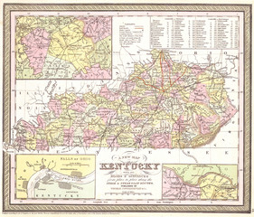 Fototapeta na wymiar 1850, Cowperthwait Map of Kentucky