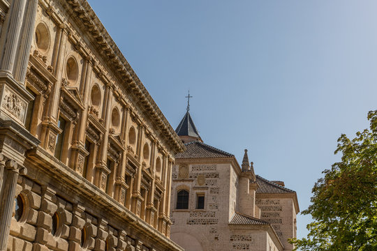 Panoramic view of Charles V Palace, Renaissance building, inside the Alhambra of Granada, a Unesco Heritage in Andalusia, Spain