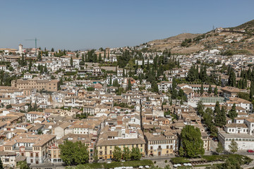 Fototapeta na wymiar City architecture viewed from the Alhambra in Granada