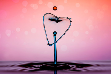 Water droplets in a heart shape