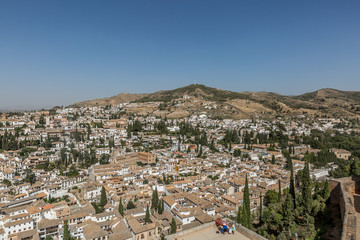 Fototapeta na wymiar Panoramic view, cityscape of Granada city, Andalucia