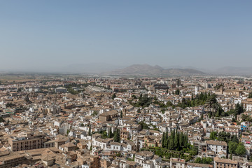 Fototapeta na wymiar View of the city granada in Spain. Taken from a top of Alcazaba in Alhambra