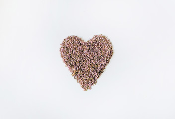 heart decorated flowers isolated white background center