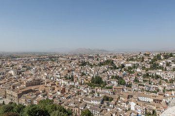 Fototapeta na wymiar View of the city granada in Spain. Taken from a top of Alcazaba in Alhambra