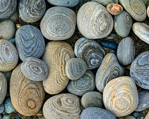 Overhead view of rocks on a beach, Canada