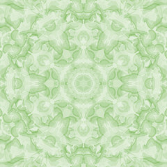 Abstract green watercolor illustration, circular repeating pattern.