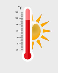 heat thermometer icon - vector measurement symbol hot, cold, weather illustration - Vector