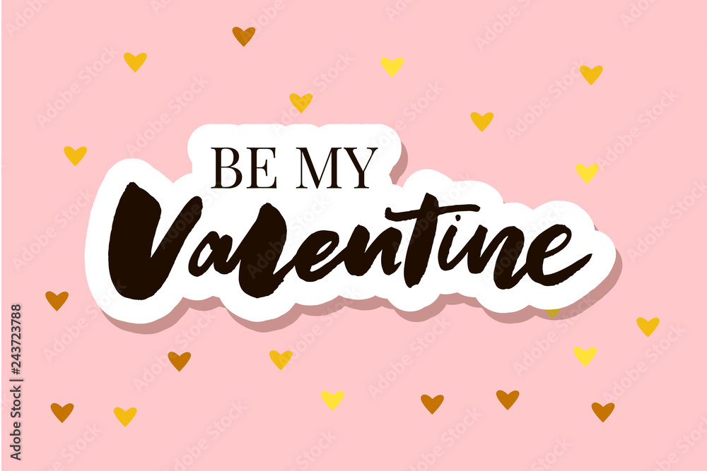 Sticker Happy Valentines Day typography poster with handwritten calligraphy text, isolated on white background. Vector Illustration