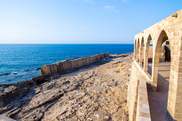 ancient Phoenician wall in Batroun, Lebanon