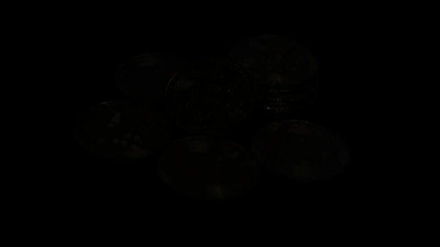 Golden Bitcoin Coins Disappear And Appear From The Dark