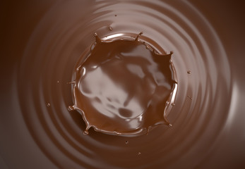Liquid chocolate crown splash. Top view.