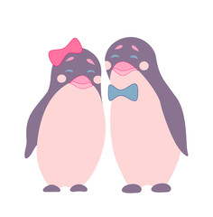 cute vector couple love penguin