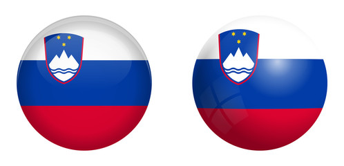 Slovenia flag under 3d dome button and on glossy sphere / ball.