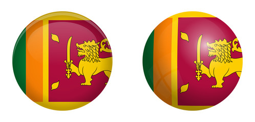 Sri Lanka (Ceylon) flag under 3d dome button and on glossy sphere / ball.