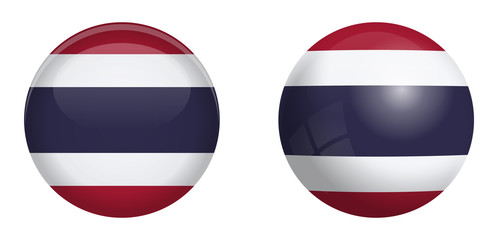 Thailand flag under 3d dome button and on glossy sphere / ball.