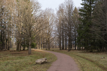 Late autumn landscape in Palace and park ensemble Oranienbaum, Oranienbaum (Lomonosov) town, suburb of Saint Petersburg.