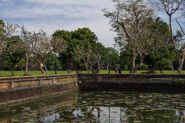 Fototapeta na wymiar Pond in the Royal Forbidden city, Hue, Vietnam