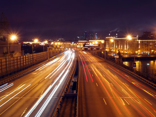 Fototapeta na wymiar urban night motorway