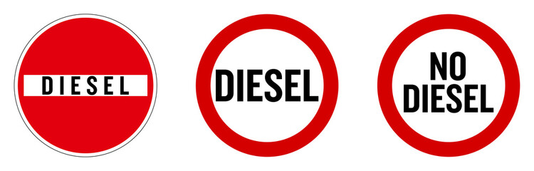 Diesel not allowed sign. Text in 