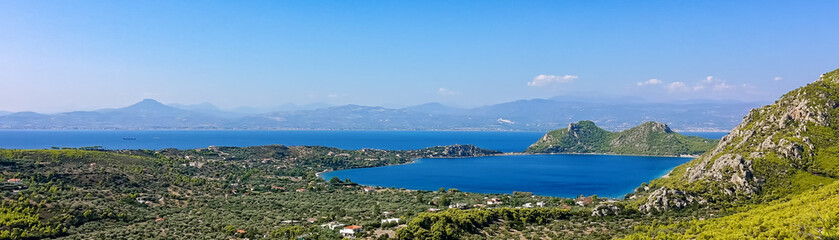 Naklejka na ściany i meble Vouliagmeni lake near Loutraki in a summer day, Greece