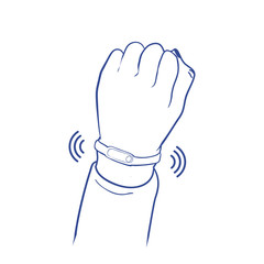 Contactless payment flat vector icons. Hand with smart watch. Gradient color.
