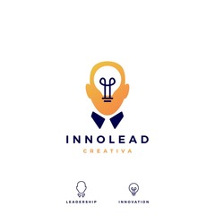 human head bulb lamp idea think logo vector icon illustration
