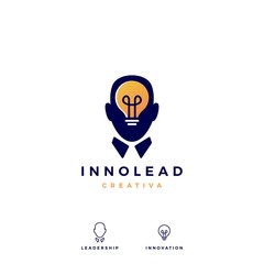 human head bulb lamp idea think logo vector icon illustration