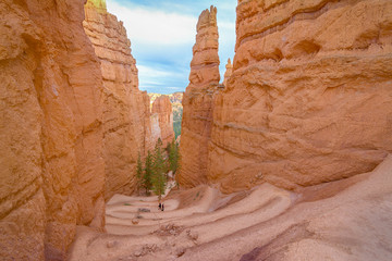 Hikers exploring the amazing Bryce National park, Utah, Usa