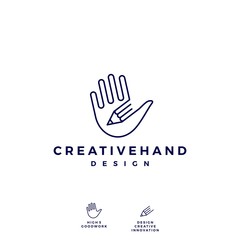 hand pencil logo vector icon illustration