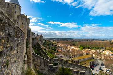 Fototapeta na wymiar Fortified medieval city of Carcassonne in France.