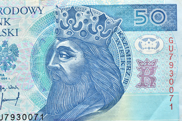 50 Polish zlotyh.Tekzura banknotes. Banking system.