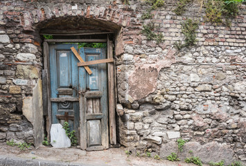 Door on a ruined building in Istanbul.