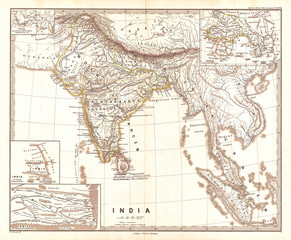 1865, Spruner Map of India and Southeast Asia