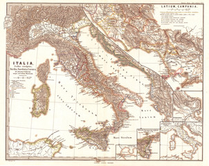 1865, Spruner Map of Italy before the Gauls and the Marsicus War