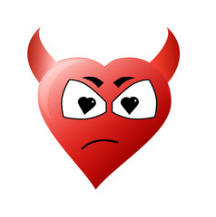 Heart devil. Vector emoji heart isolated on white background.