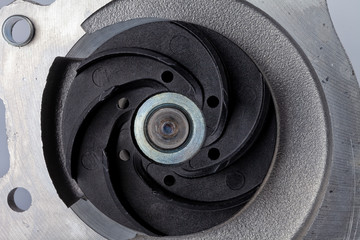 Detail of the interior of the water pump of the engine of a gasoline car