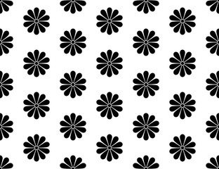 Japanese Kiku Chrysanthemum floral vector seamless pattern. Japan chrysanthemums blossom garden texture design.