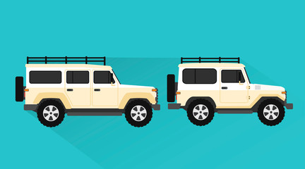 Jeep car design flat style.Vector illustration - obrazy, fototapety, plakaty