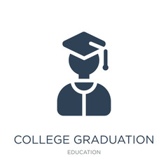 college graduation icon vector on white background, college grad