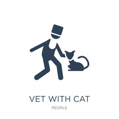 vet with cat icon vector on white background, vet with cat trend