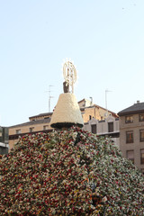 The traditional flowers offering hill and relics in the Pilar Square (Plaza del Pilar) during Pilar 2018 festival
