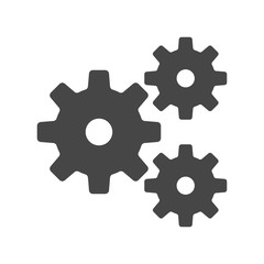 Setting, Gear, Tool, Cog Flat Web Mobile Icon Vector Sign Symbol Button Element Silhouette isolated on white background.