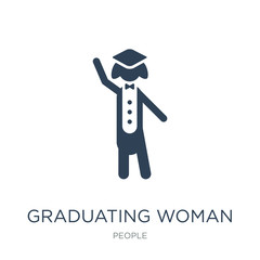 graduating woman icon vector on white background, graduating wom