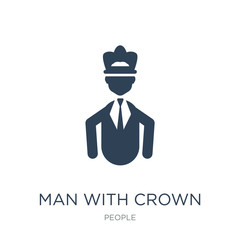 man with crown icon vector on white background, man with crown t