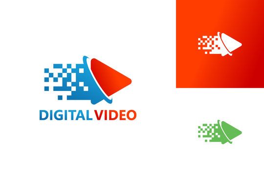 Pixel Digital Video Play Logo Template Design Vector, Emblem, Design Concept, Creative Symbol, Icon