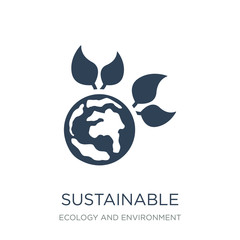 sustainable icon vector on white background, sustainable trendy