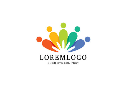 Logo Layout with Colorful Social People Symbols