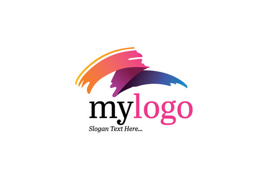 Logo Layout with Colorful Brush Stroke Elements