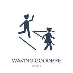 waving goodbye icon vector on white background, waving goodbye t