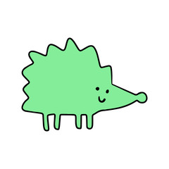 Hedgehog green cartoon minimalism hand drawn illustration